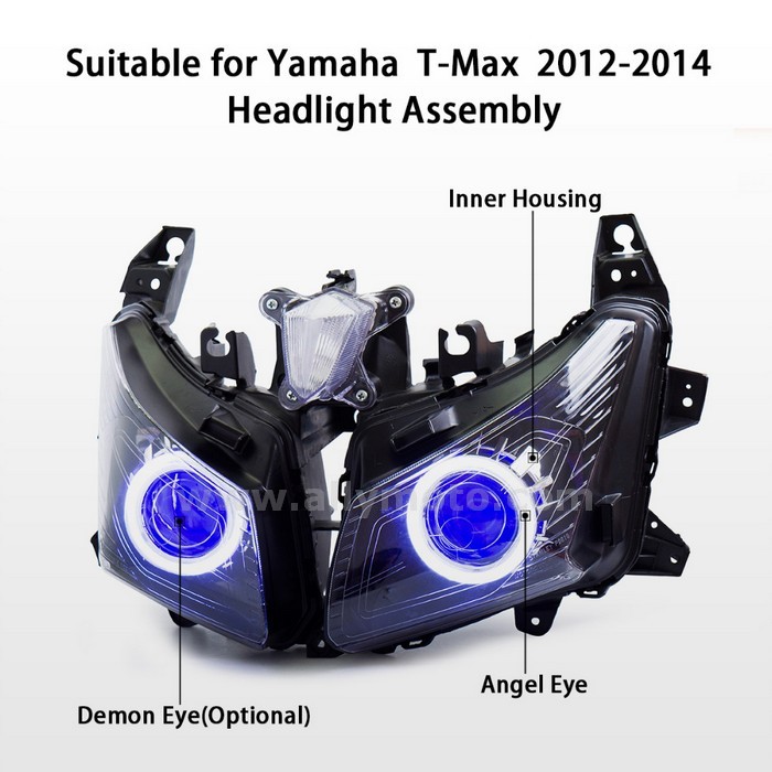 020 Angel Demon Eyes Hid Custom Headlight Yamaha Tmax 530 2012-2014 Blue-4 020 Angel Demon Eyes Hid Custom Headlight Yamaha Tmax 530 2012-2014 Blue-4